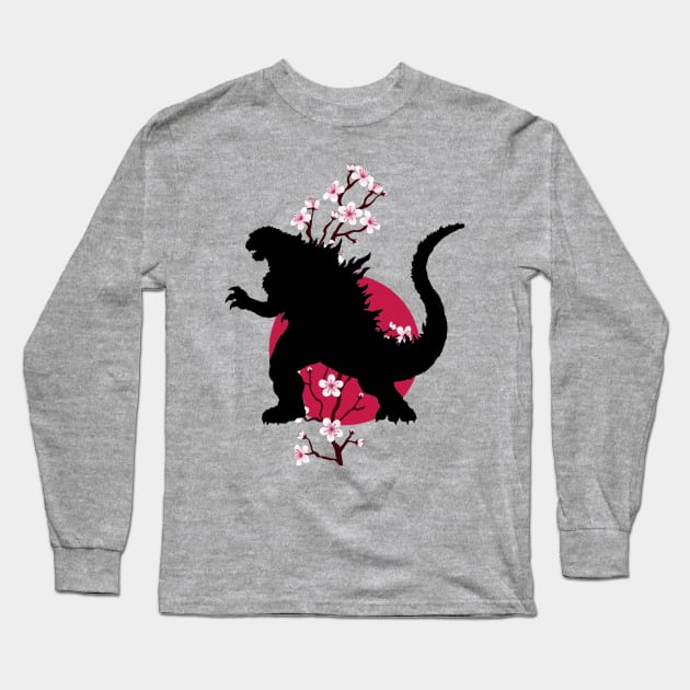 godzilla sakura Long Sleeve T-Shirt by aldistar